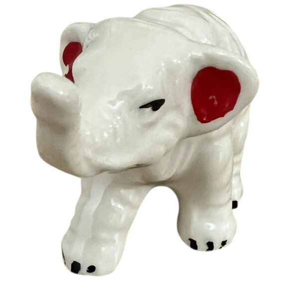 Rescue Vintage Ceramic Elephant Figurine With Red‎ & Black Details - Picture 4 of 10